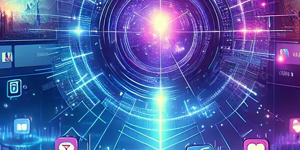 A futuristic digital interface showcasing a vibrant online community for sharing adult content, emphasizing safety and engagement.