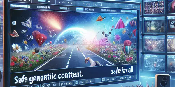 A modern workspace featuring multiple screens displaying adult content platforms, camera equipment, and vibrant lighting setups.